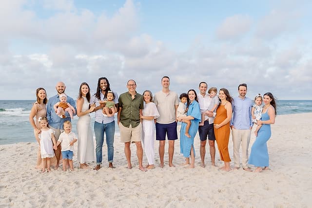 Allen family on the beach at Fort Morgan
