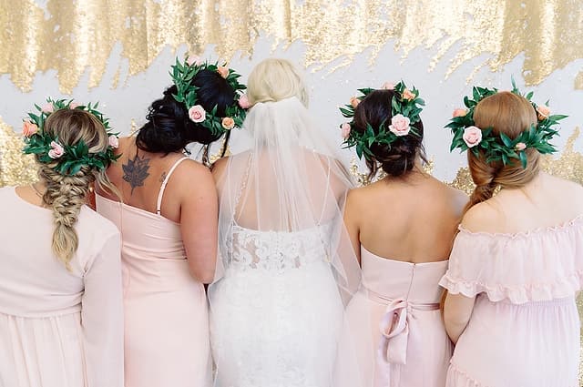 Harley and her bridesmaids in blush dresses, Dikes wedding, Gulf Shores