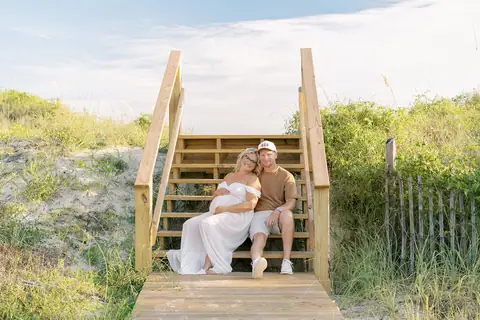 Hodges maternity session on the dune stairs, Gulf Coast